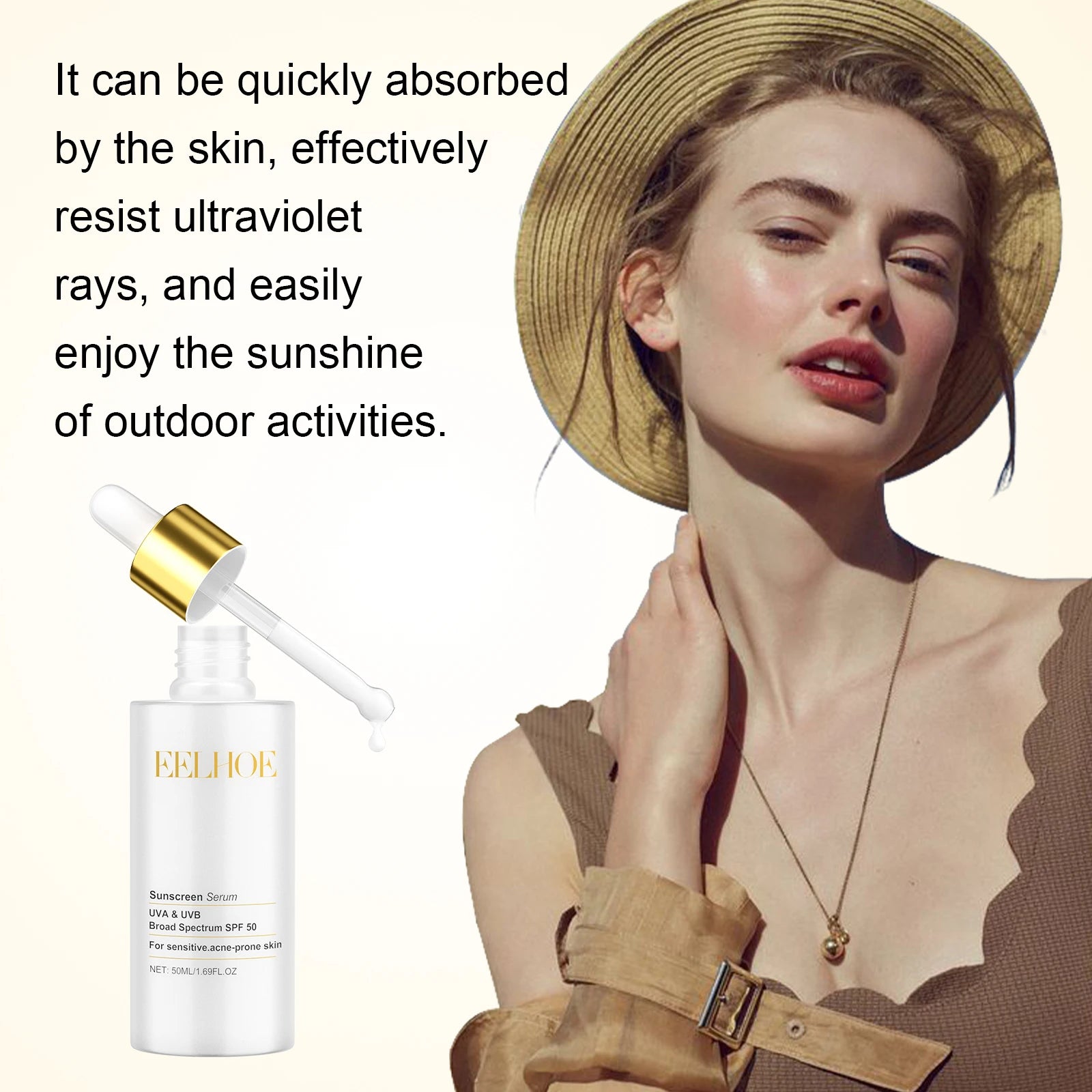 50ML Sunscreen Serum Deep Moisturizing Glowing Skin Enhance Smoothness Prevent Sunburn Non-greasy Prevent Sunburn Repairing Damaged Sunblock Facial Serum Oasis Select