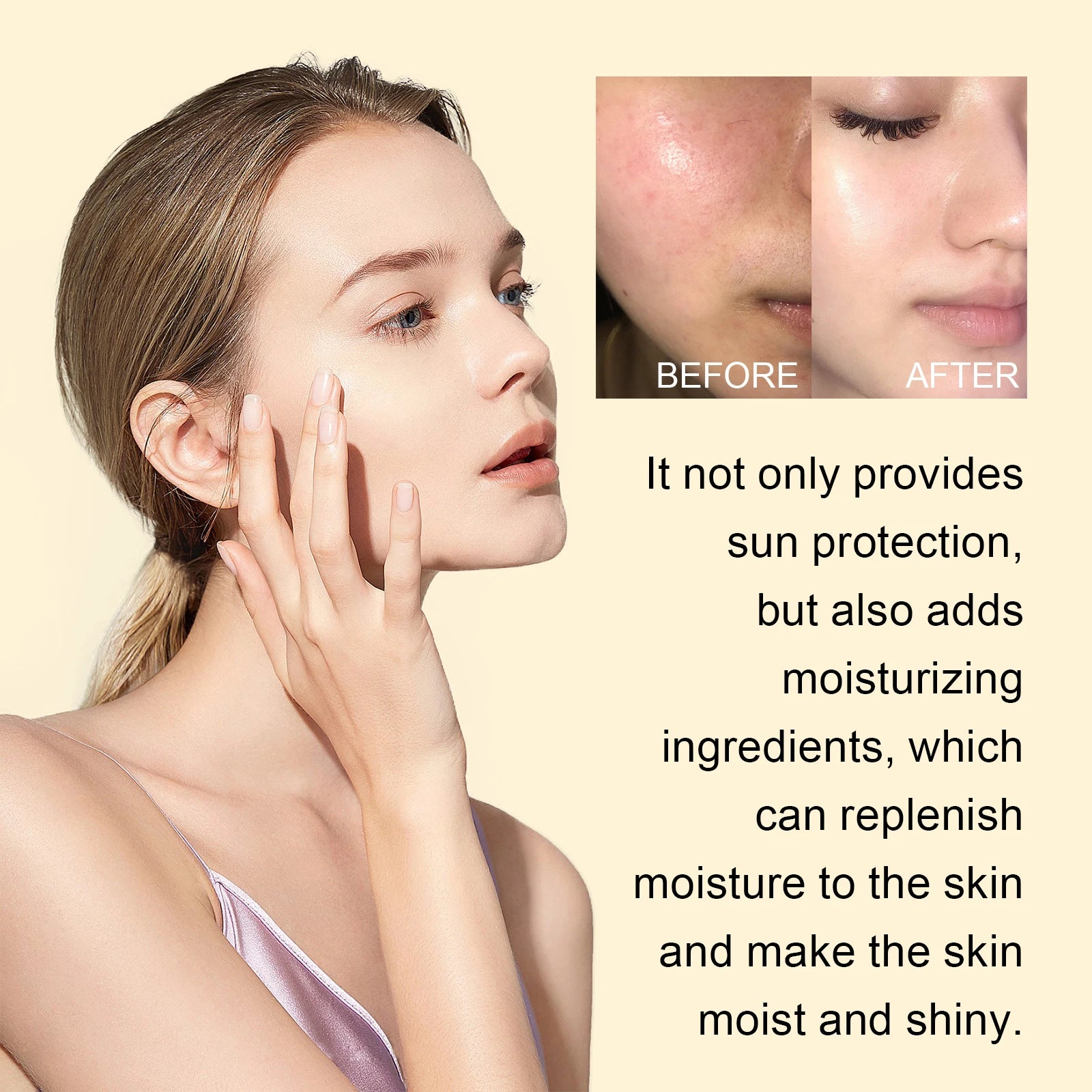 50ML Sunscreen Serum Deep Moisturizing Glowing Skin Enhance Smoothness Prevent Sunburn Non-greasy Prevent Sunburn Repairing Damaged Sunblock Facial Serum Oasis Select