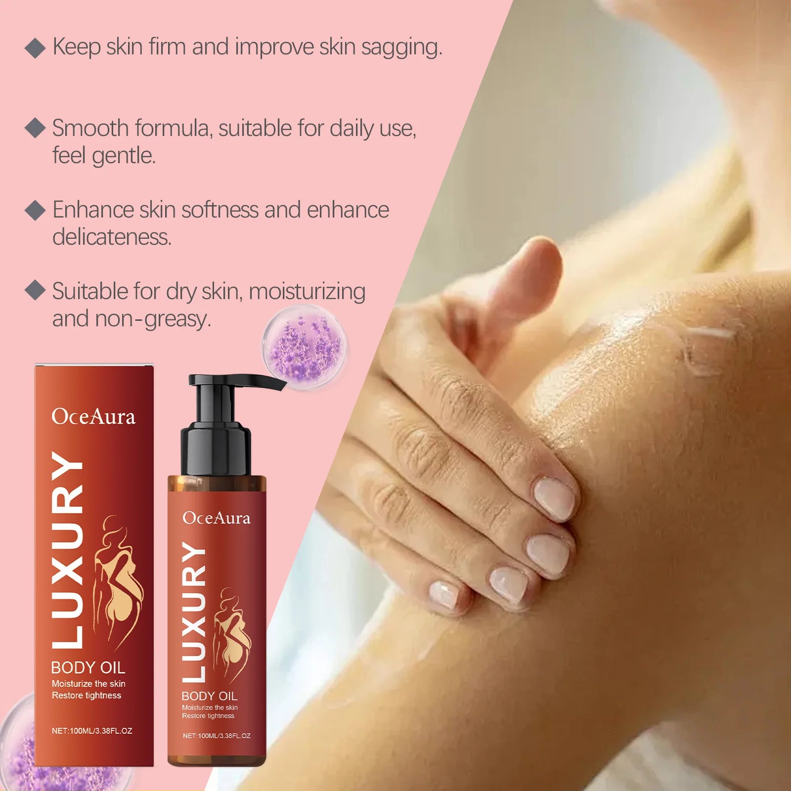 100ML Moisturizing Body Essence Oil Fast Absorbing Nourishing Softening Enhance Elasticity Lasting Hydrating for Daily Body Care Oasis Select