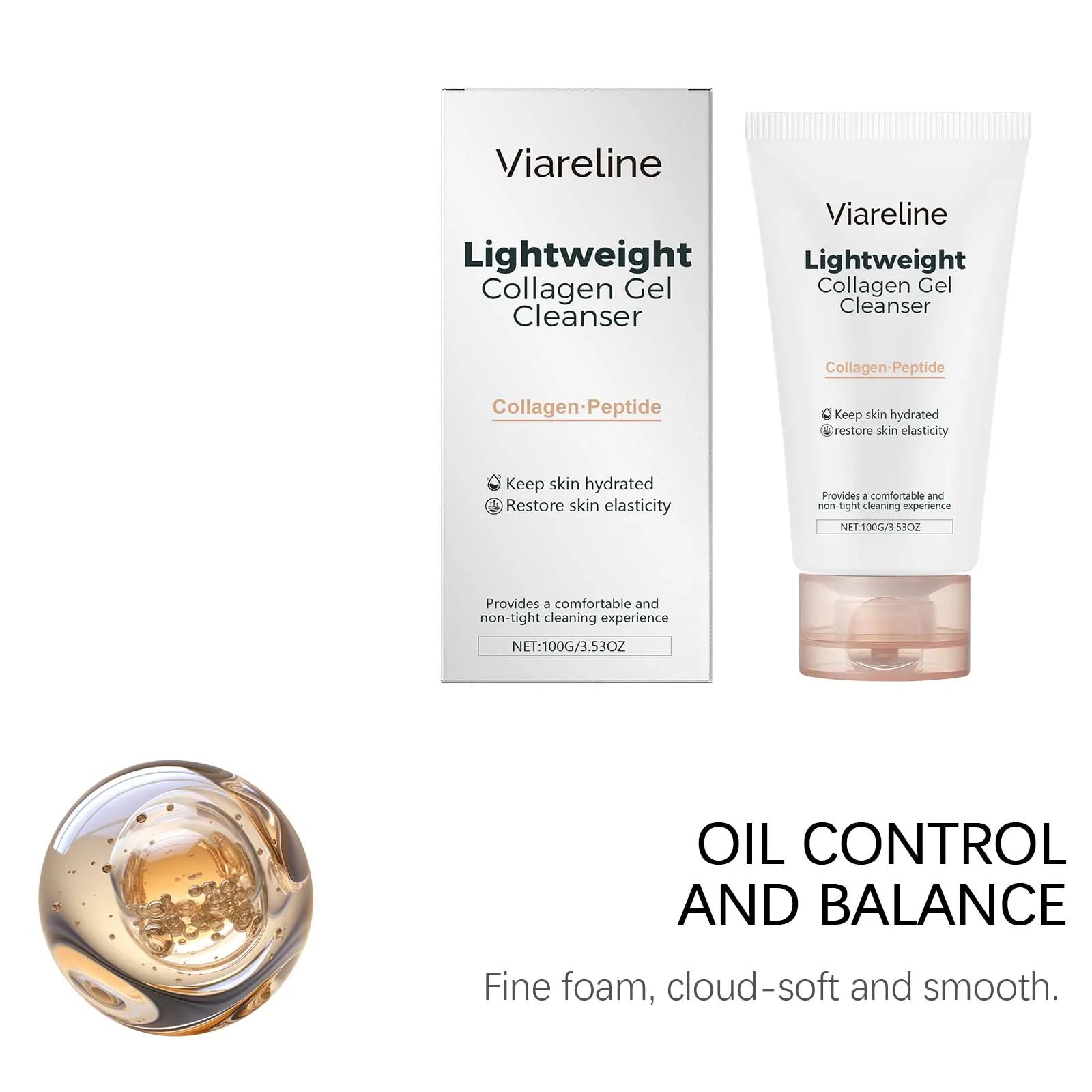 100G Collagen Face Cleaner Gel Gentle Remove Pore Dirts Oil Control Improve Smoothness Refreshing No-tight Facial Cleaner Gel Oasis Select