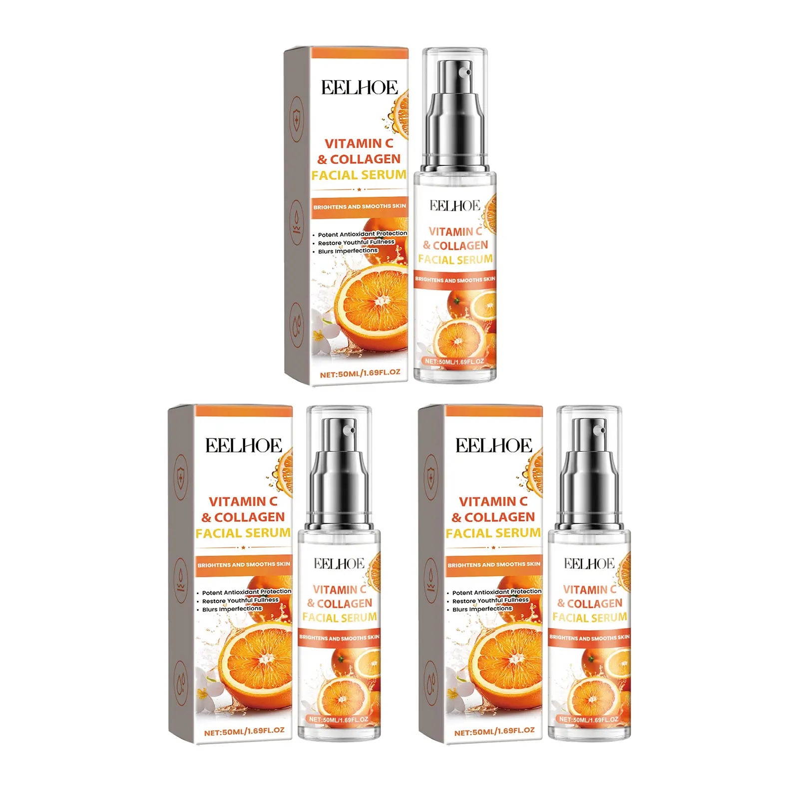 Vitamin C Facial Essence Shrinking Pores Oil Control Firming Skin Moisturizing Improving Puffiness Skin Care Collagen Face Serum Oasis Select 3 X 50ml boxed