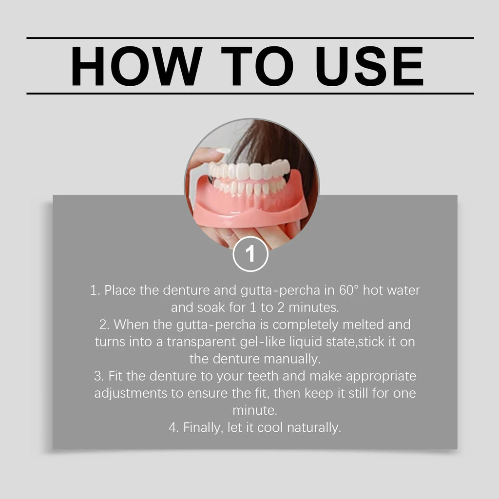 Oralhoe Silicone Fake Teeth Set Natural False Tooth Denture Comfortable Filling Teeth Gap Safe Simple Perfect Smile Firm Denture Oasis Select