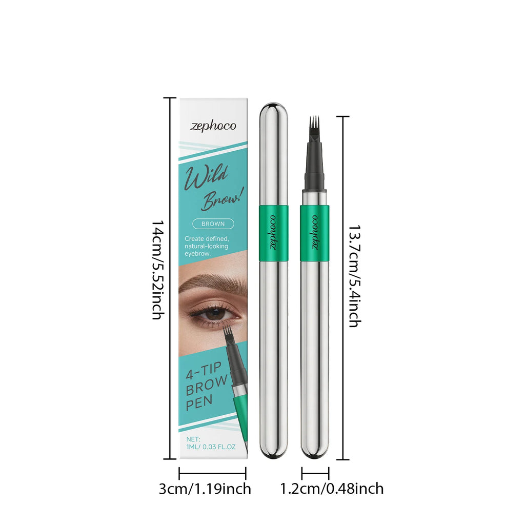 Zephoco 3D 4 Prong Eyebrow Pencil Natural Hair Flow Effect Lasting Waterproof Smudge Proof Grooming Smoothing Eyebrow Pencil Oasis Select