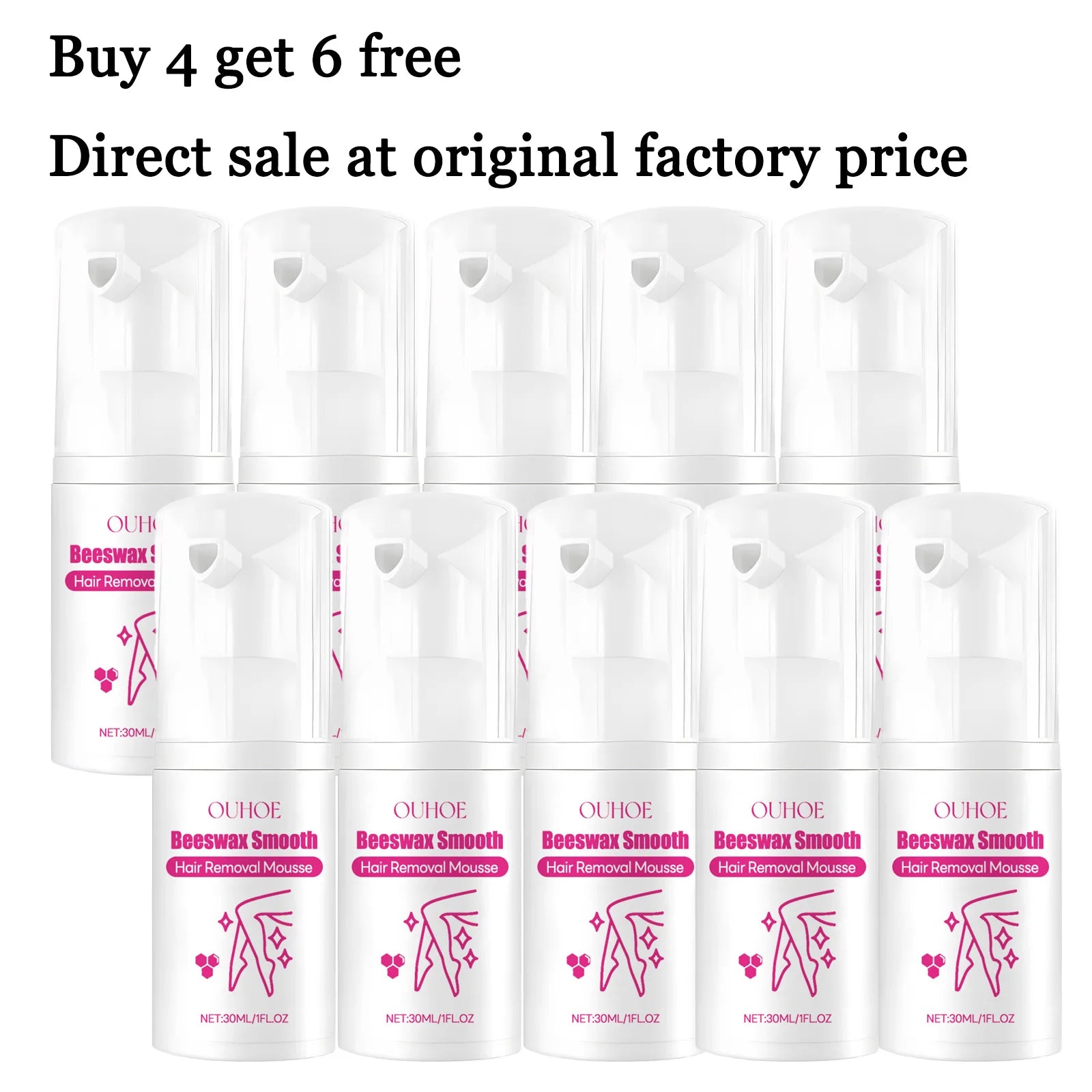 30ML Beeswax Hair Removal Mousse Smoothing Skin Refreshing Hydrating Prevent Dryness Non-irritating Natural Hair Remover Mousse Oasis Select 10 pcs United States