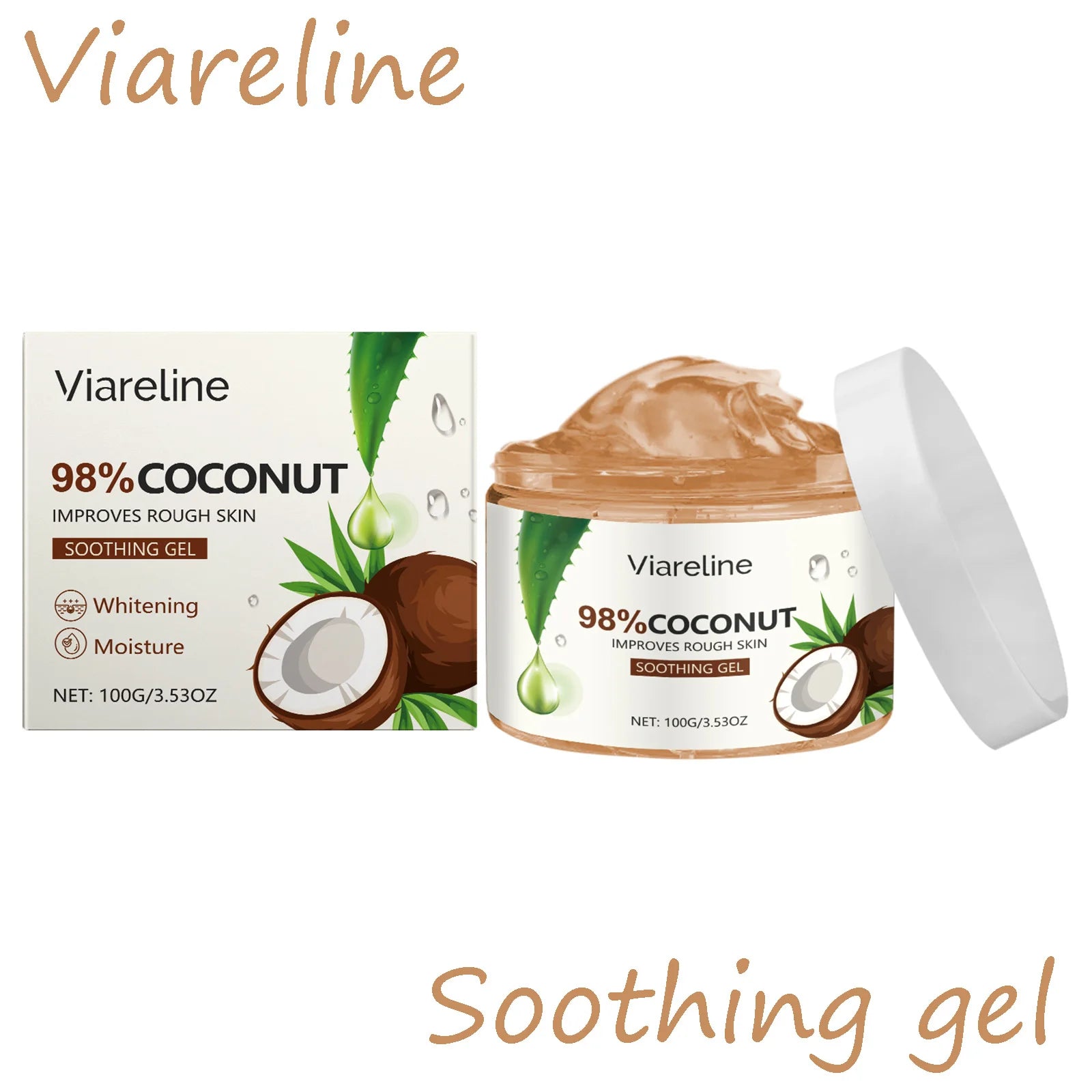Viareline Coconut Hydrating Gel Enhance Smoothness Reduce Dry-itching Refreshing Improve Skin Texture Coconut Soothing Gel Oasis Select