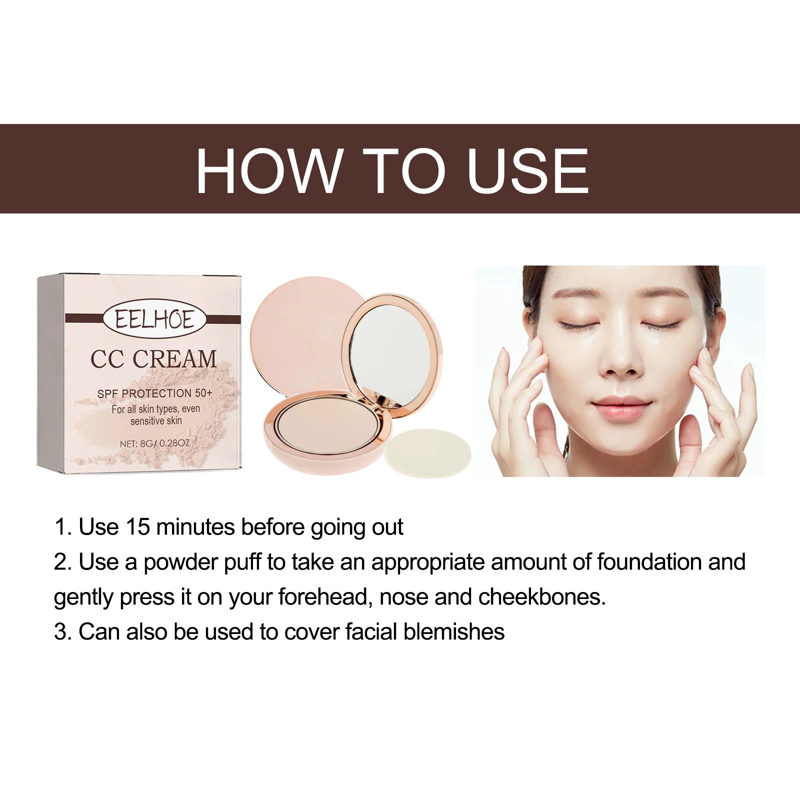 8G Sunscreen CC Cream Lightweight Non-greasy Natural Coverage Blemishes Long Lasting Matte Oil Control Smoothing Face Makeup Oasis Select
