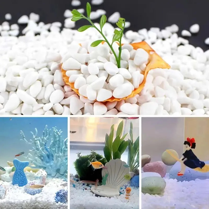 200g Natural River Rocks for Garden Landscaping White Pebbles Decorative Stones for Plants-Succulent & Cacti Potting 7-18MM Oasis Select