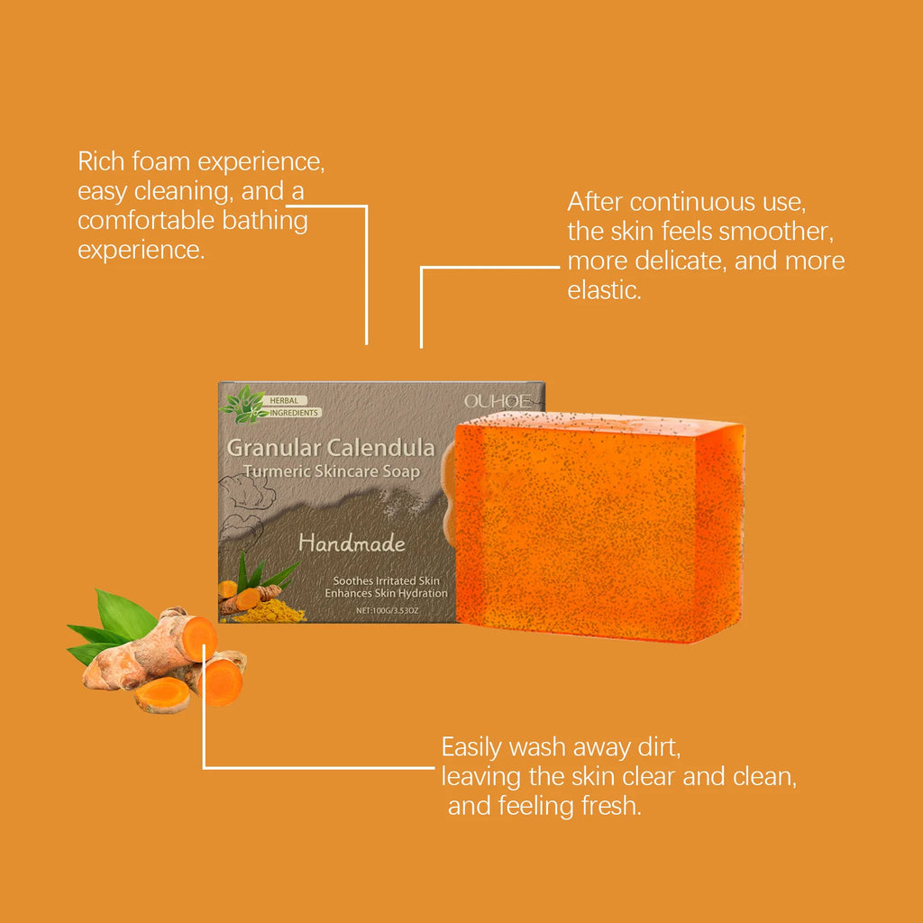 100G Calendula Bathing Soap Gentle Cleaning Pores Moisturizing Reduce Roughness Non-tight Smoothing Mild Handmade Body Soap Oasis Select