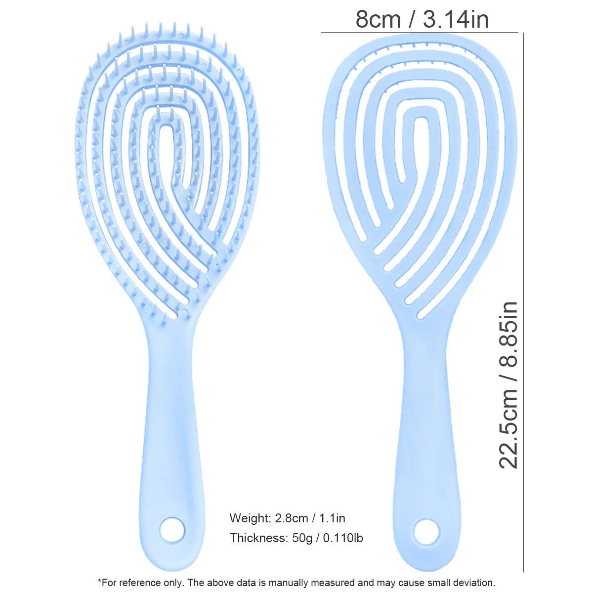 Anti-Static Hollow Rib Detangling Comb – Dry & Wet Hair Hair Detangling Comb Oasis Select 3100-Blue