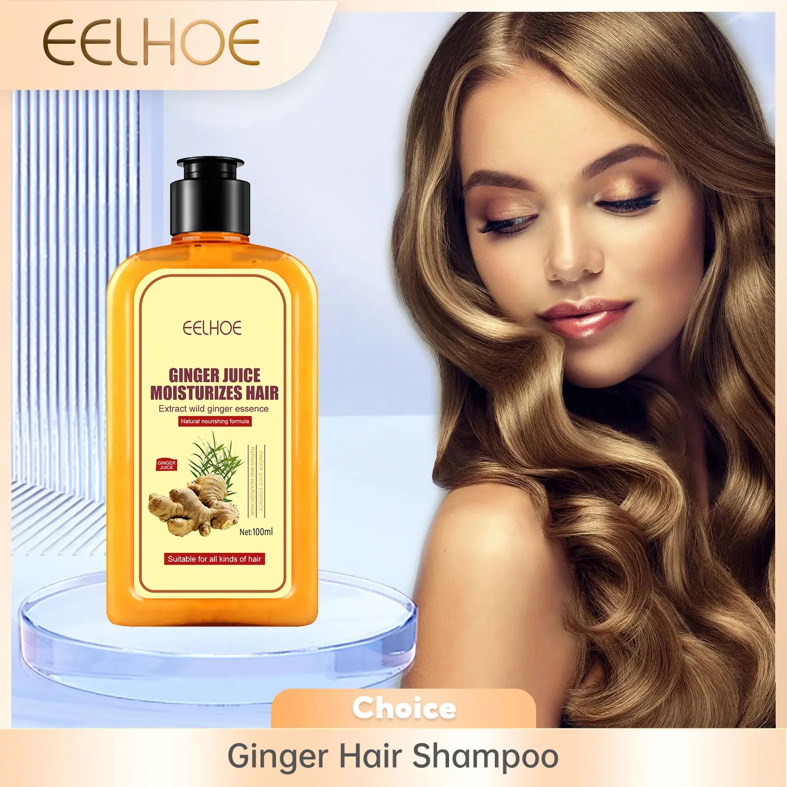 EELHOE Anti Hair Loss Shampoo Ginger Ingredient Strengthening Hair Root Nourishing Dryness Hair Damaged Repair Thicker Treatment Oasis Select