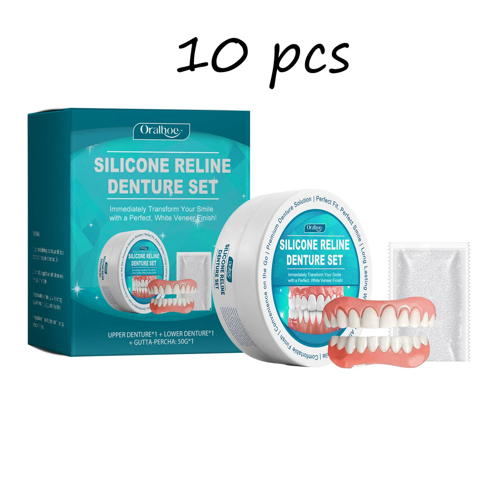 Oralhoe Silicone Material Fake Teeth Set Detachable Reusable Veneers Teeth Oral Health Care Soft Upper & Lower Braces Set Oasis Select buy 4 free 6 United States