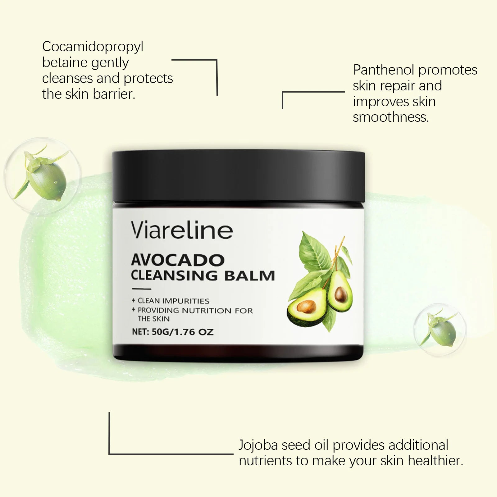 Viareline Makeup Remove Balm Gentle Cleaning Pore Dirts Moisturizing No-sticky Refreshing Enhance Smoothness Face Makeup Remover Oasis Select