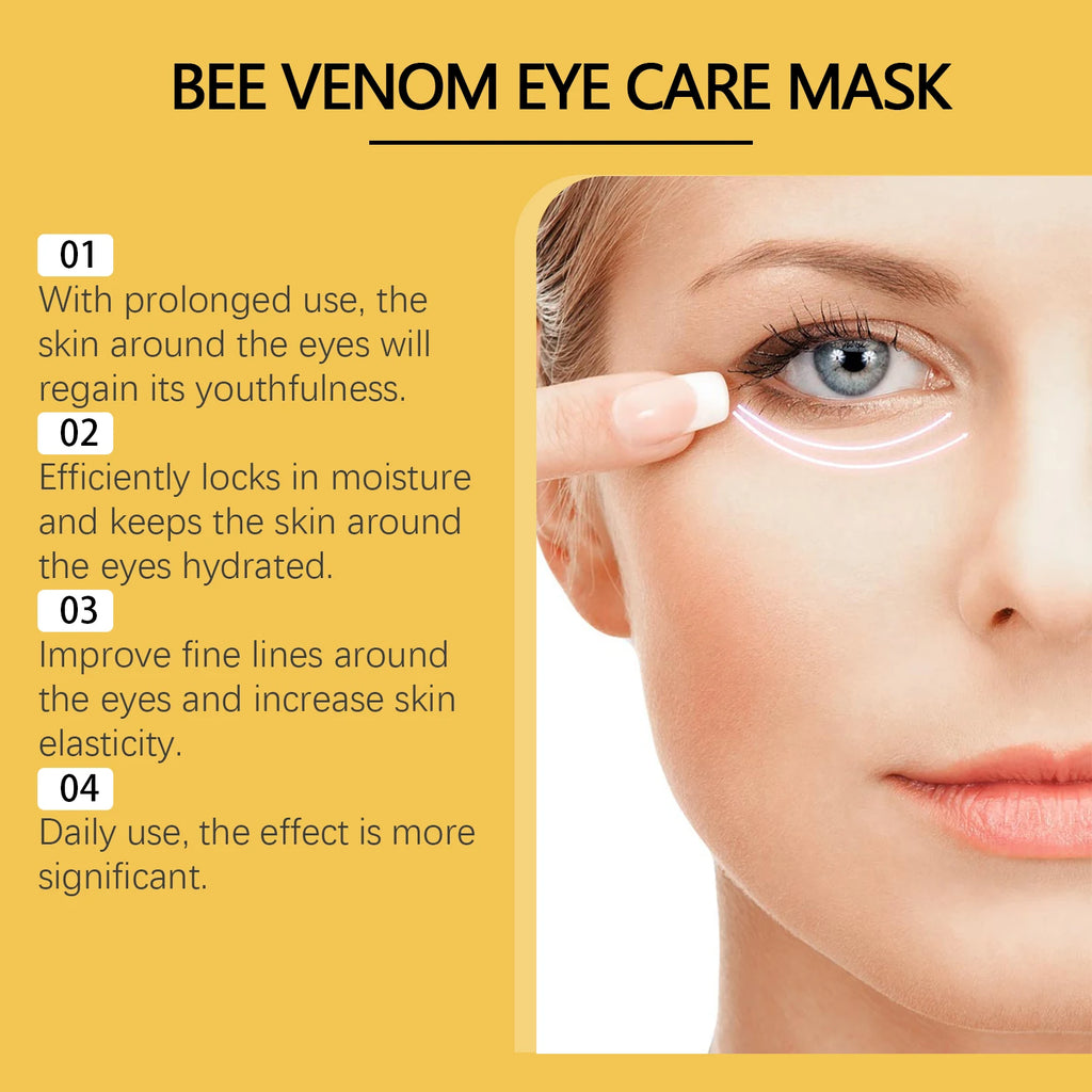 EELHOE Bee Venom Eye Patches Anti Dark Circles Puffiness Removal Eye Bag Moisturizing Firming Smooth Eye Mask Skin Care Products Oasis Select