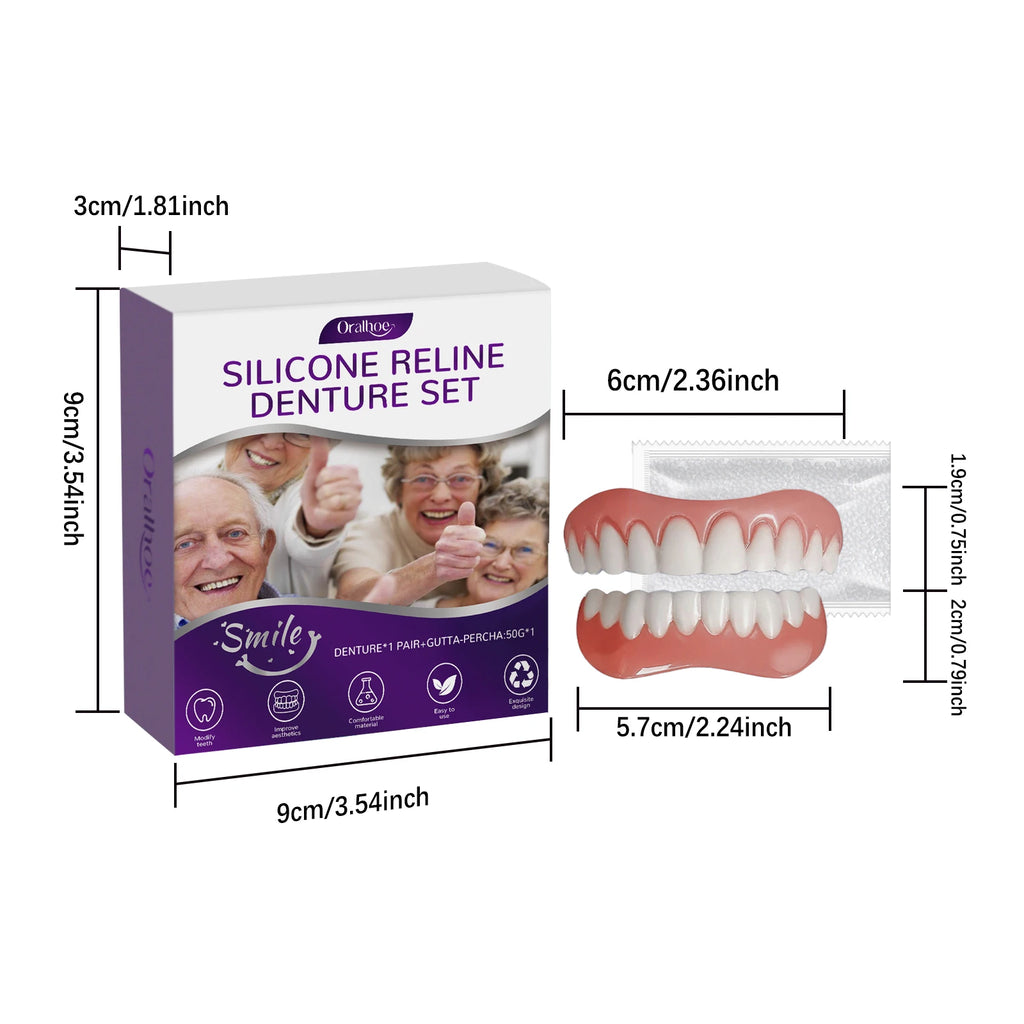 Oralhoe Silicone Reline Denture Set Comfortable Material Whiten Teeth Dental Care Soft Relines High Elasticity Fake Teeth Kit Oasis Select