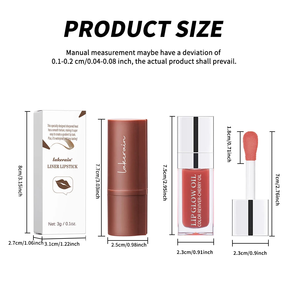2pcs Nude Lip Combo Set Dark Brown Lip Liner With Glossy Pink Nude Gloss Shiny Long Lasting Lip Glossy Lips Lightweight Feel Ma Oasis Select