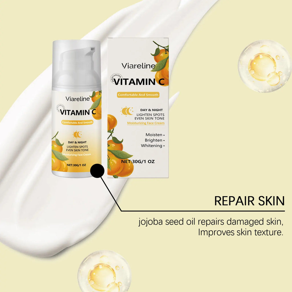 Viareline Vitamin C Face Cream Antioxidant Lifting Smoothing Enhance Skin Elasticity Deep Moisturizing Softening Face Cream Oasis Select
