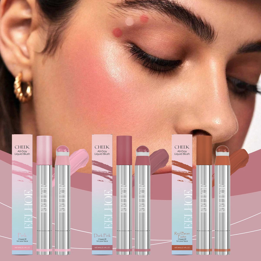 3 Colors Spin Brush Liquid Blush and Lip Gloss Moisturizing Matte Brightening Contour Highlighter Long-wearing Non-fading Makeup Oasis Select
