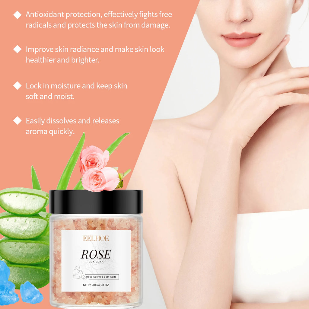 Rose Body Bath Salt 120g – Moisturizing Pore-Cleansing Soak Body Bath Salt Oasis Select