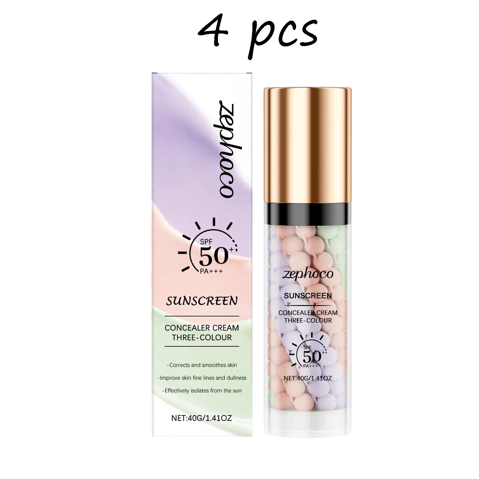 Zephoco 3 Colors Makeup Concealer Sunscreen Light Invisible Pores Moisturizing Non-greasy Breathable Light Concealer Cream Oasis Select buy 2 free 2 United States
