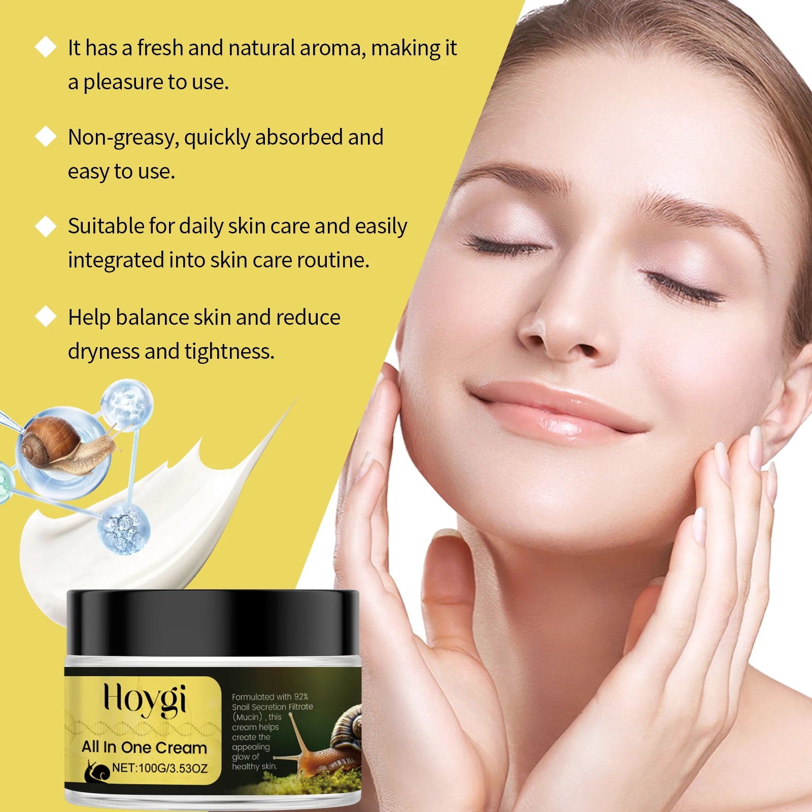 100g Snail Essence Face Cream Moisturizing Reduce Dryness Repairing Damaged Enhance Smoothness Soothing Discomfort Snail Face Lotion Oasis Select