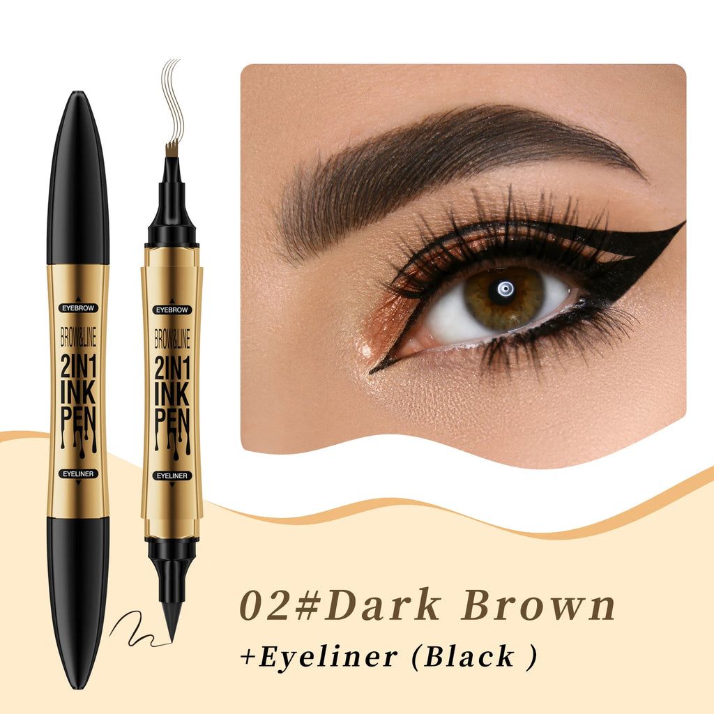 Hello Kiss 4-Tip Liquid Eyebrow Pen – Waterproof & Long-Lasting