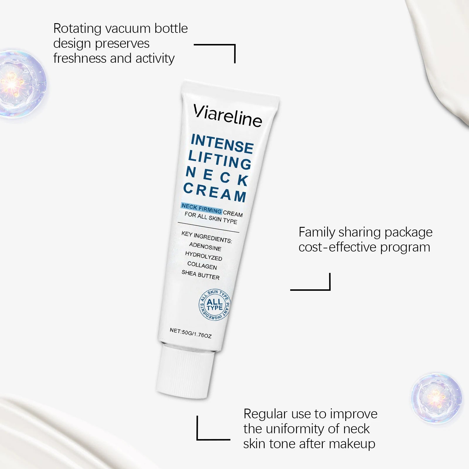 50G Neck Care Cream Gentle Moisturizing Lifting Improve Skin Texture Boosts Elasticity Tightening Neck Lotion for All Skin Types Oasis Select