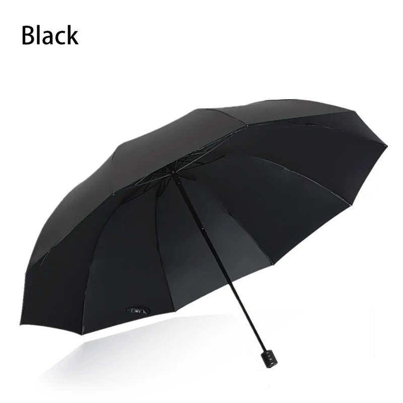Extra-Large Folding Umbrella Suitable For Sunny And Rainy Day 130cm Windproof And Waterproof Providing Comprehensive Protection. Oasis Select black 10K iron