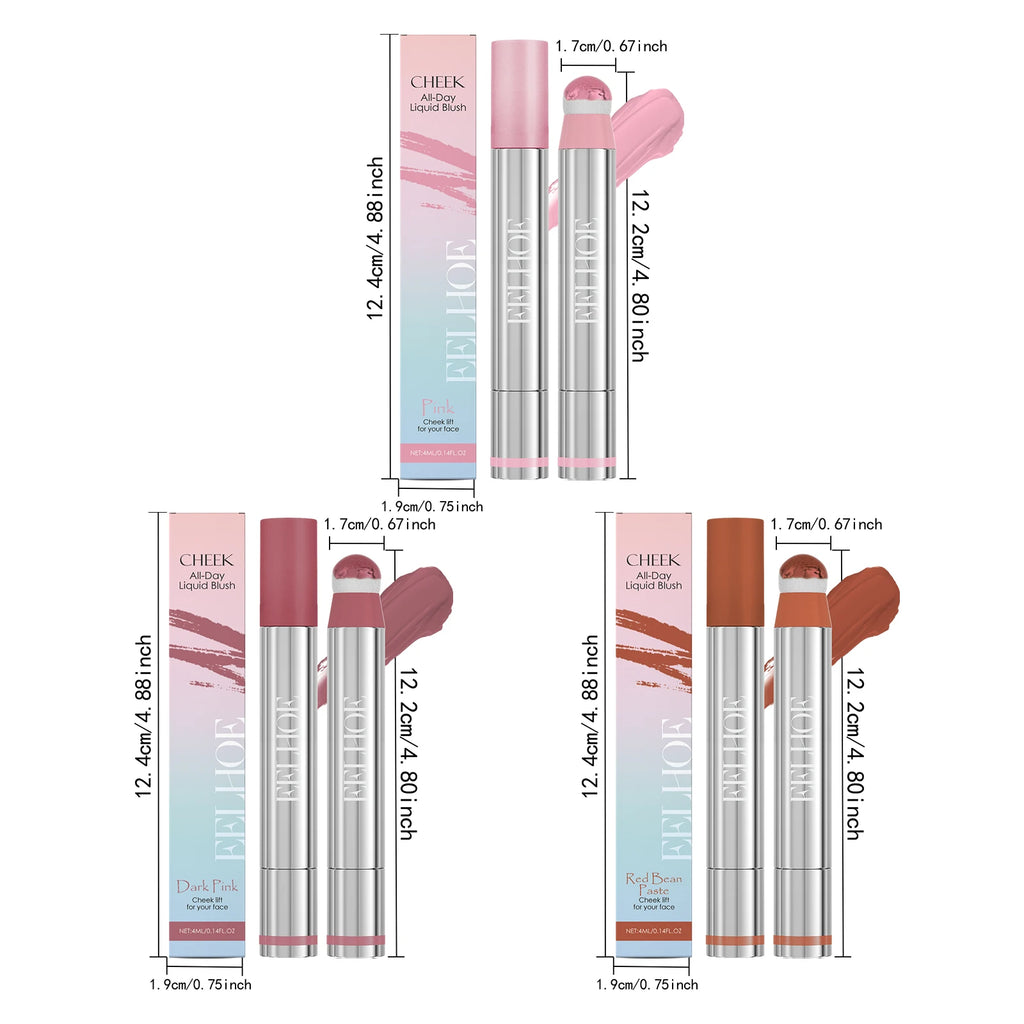 3 Colors Spin Brush Liquid Blush and Lip Gloss Moisturizing Matte Brightening Contour Highlighter Long-wearing Non-fading Makeup Oasis Select