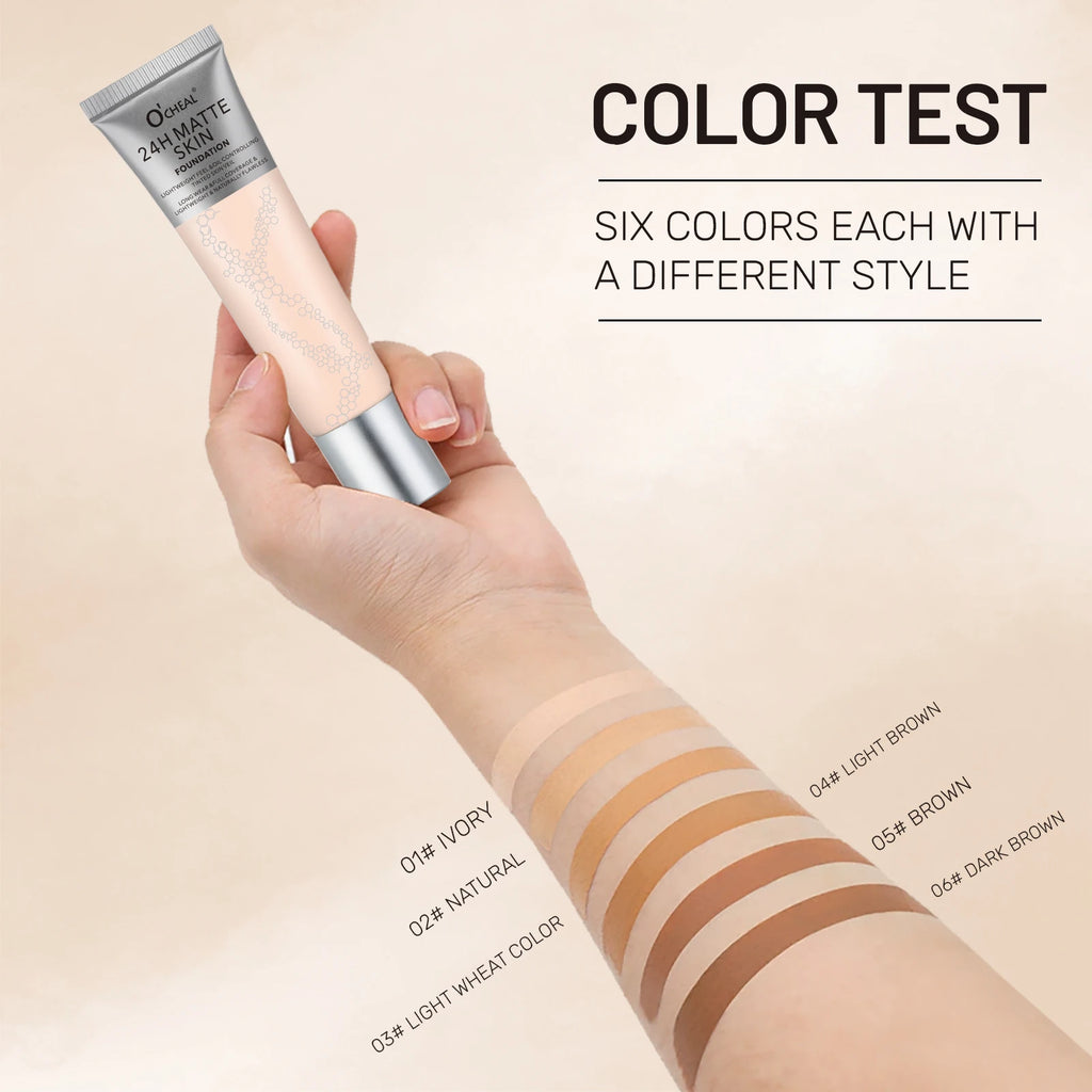 Ocheal Matte Sheer Liquid Foundation Cream 6-Colors Face Concealer Contouring Bronze Long Lasting Moisturizing Makeup Cosmetics Oasis Select