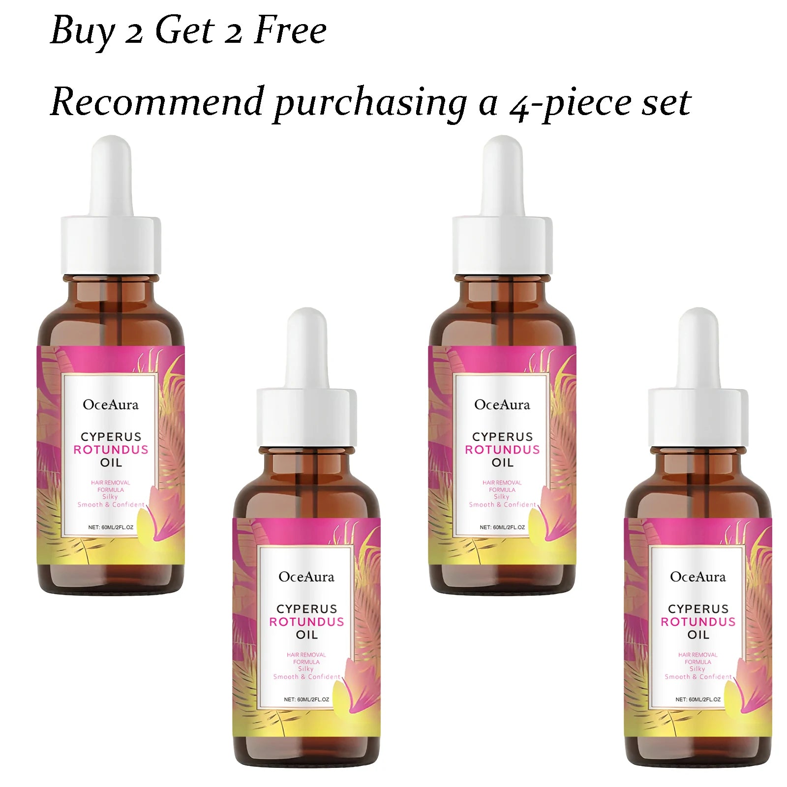 60ML Body Hair Removal Essence Oil Gentle Cleaning Soothing Nourish Moisturizing Relief Discomfort Non-irritating for Daily Care Oasis Select 4 pcs United States