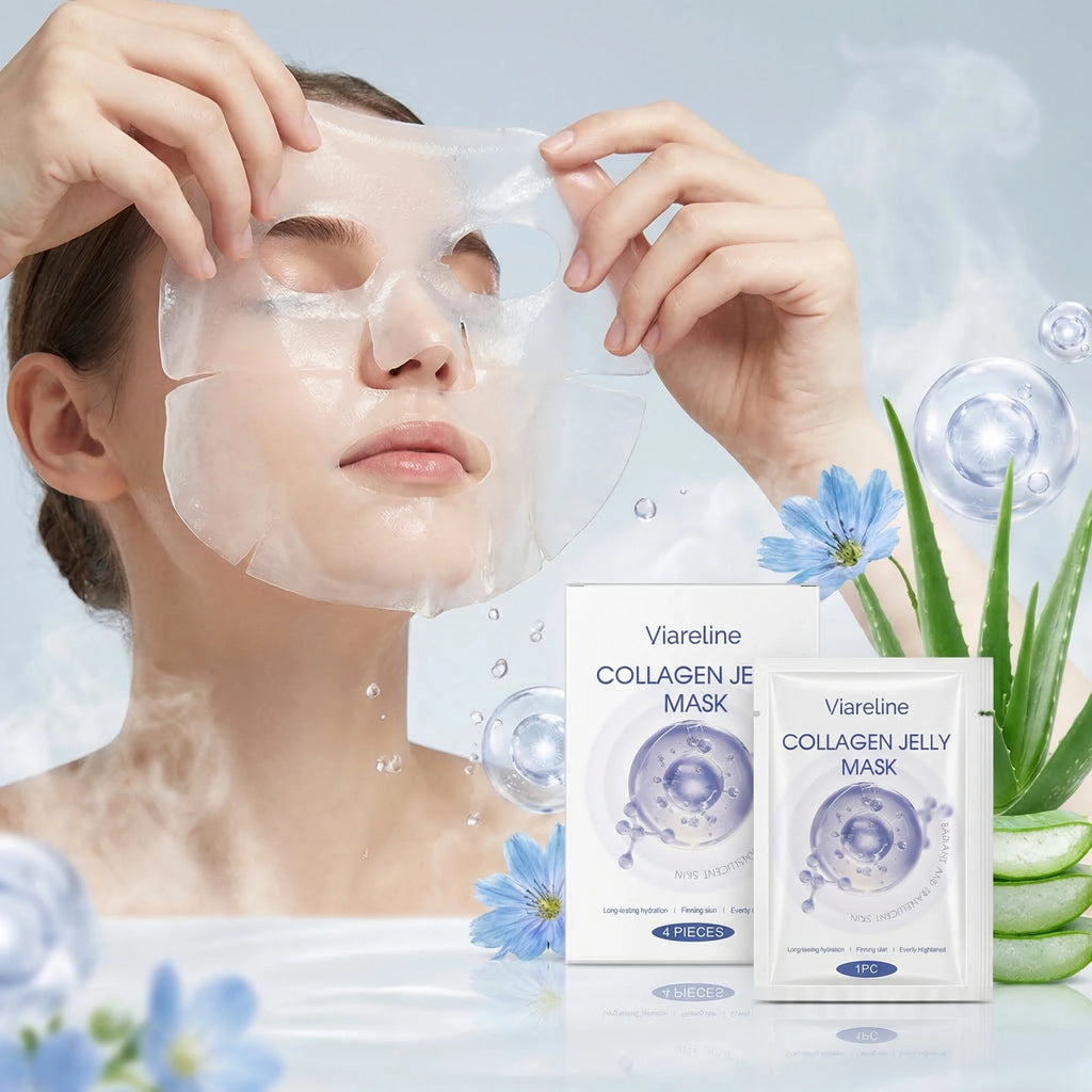 4 PCS Collagen Face Mask Deep Moisturizing & Nourishing Enhance Skin Elasticity Improve Dryness Softening Glow Face Jelly Mask Oasis Select