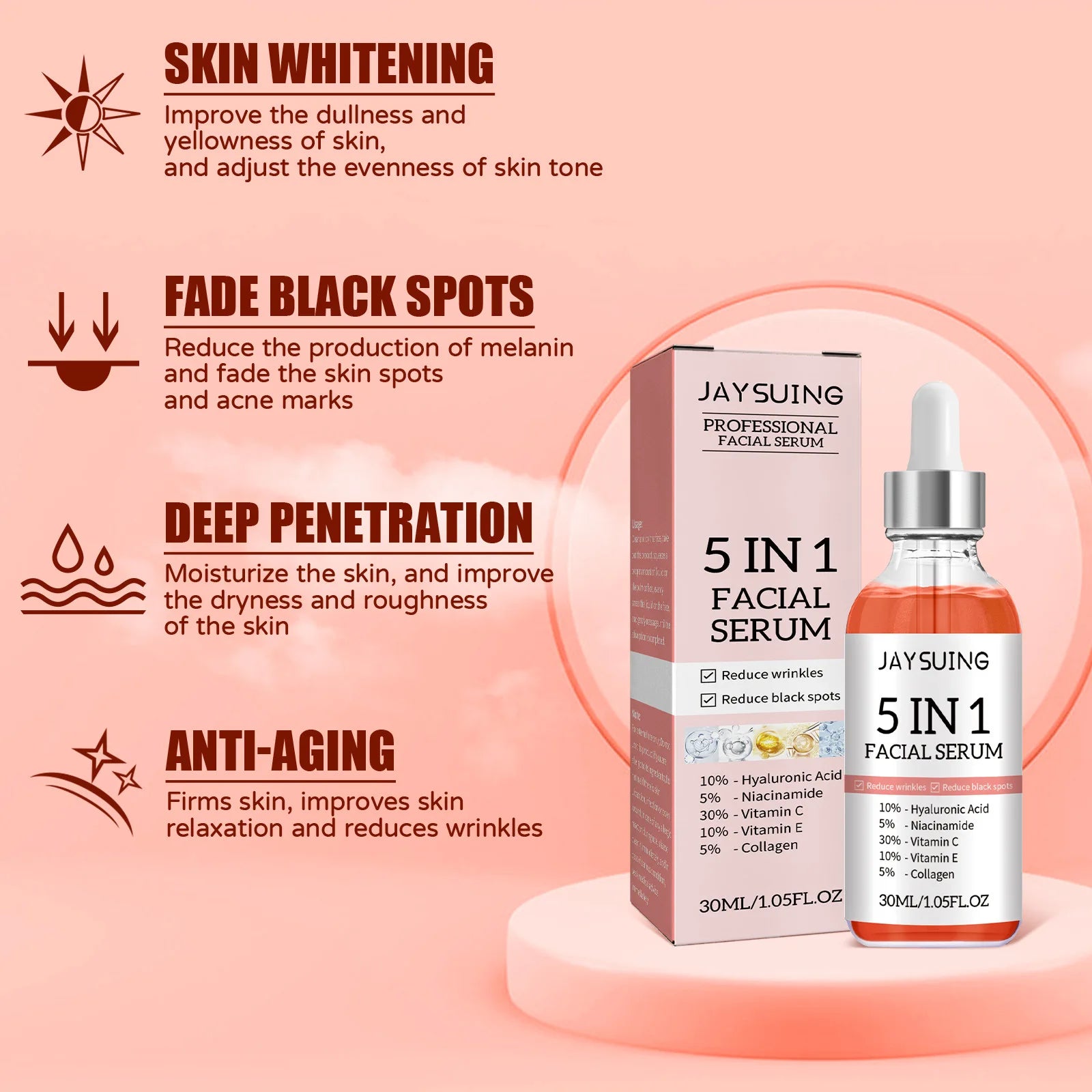 5-in-1 Anti-Aging Face Serum | Pores, Wrinkles & Brightening Anti-Aging Face Serum Oasis Select