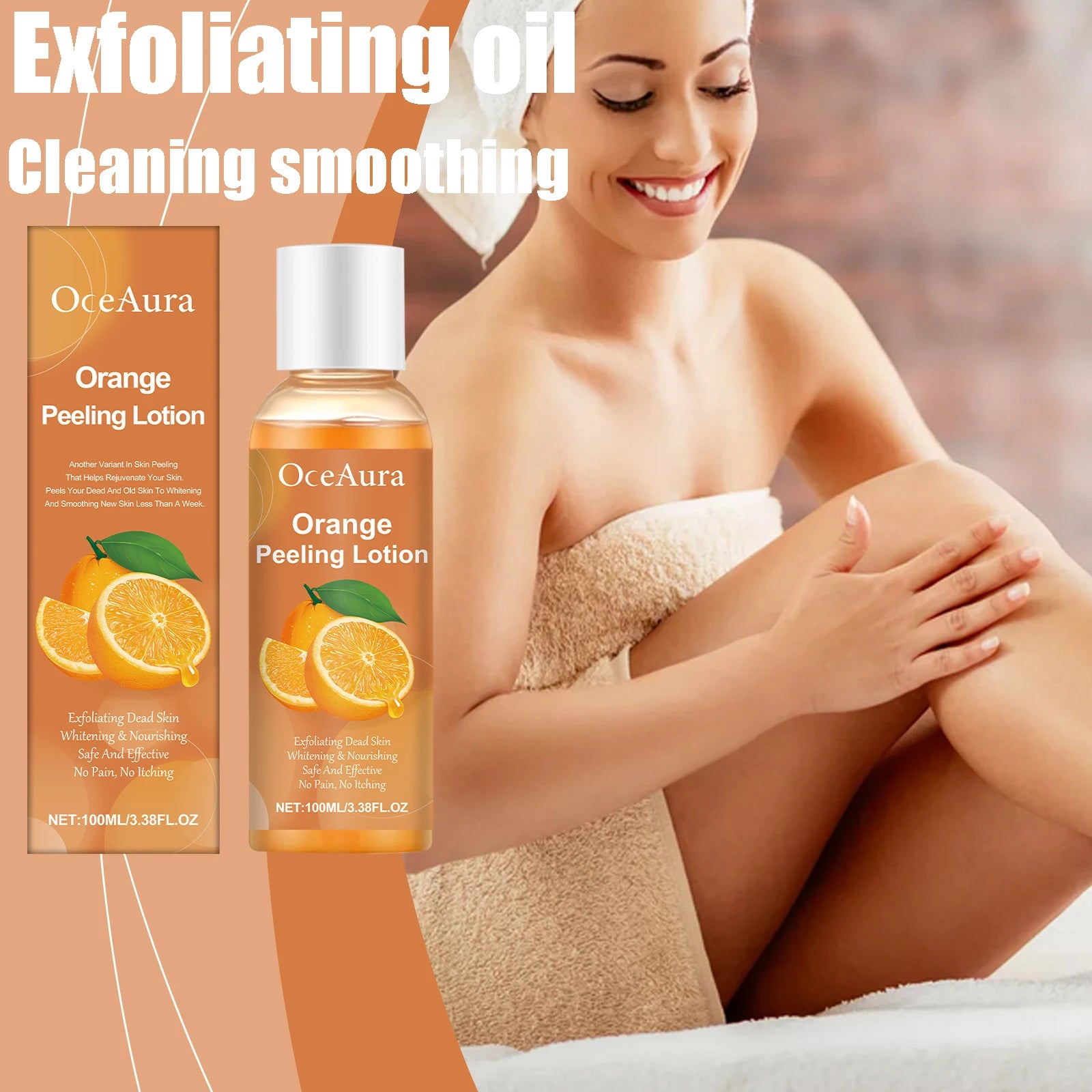 100ML Orange Exfoliating Essential Oil Gentle Dead Skin Remover Hydrating Massage Oil Smoothing Soften Brightening Body Care Oasis Select