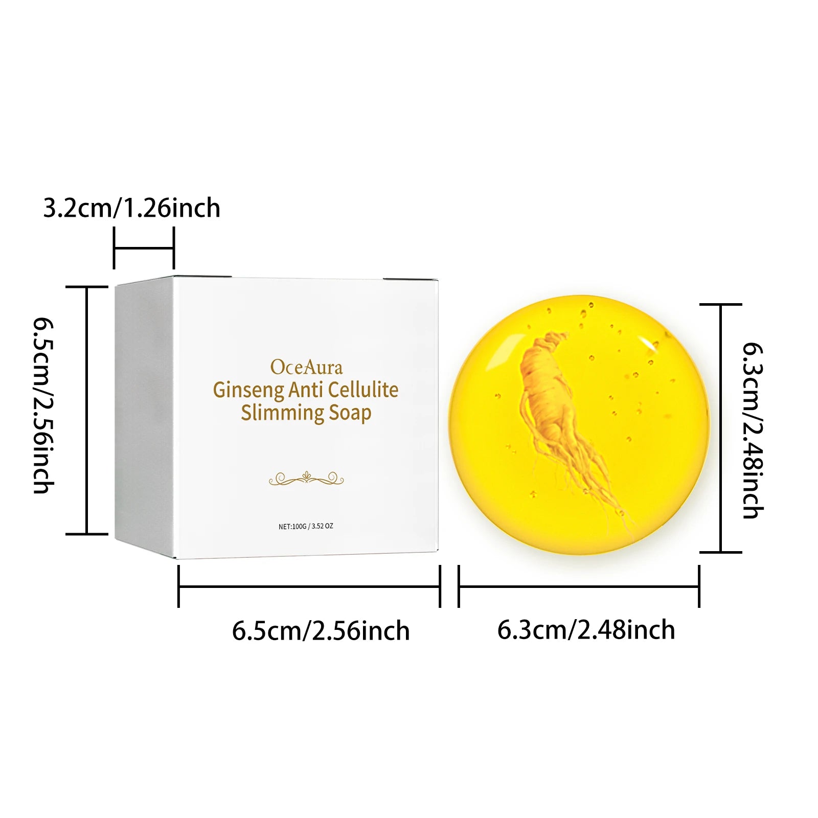 100G Ginseng Body Slimming Soap Gentle Cleaning Body Tightening Skin Moisturizing Enhance Skin Elasticity Improve Firmness Body Soap Oasis Select