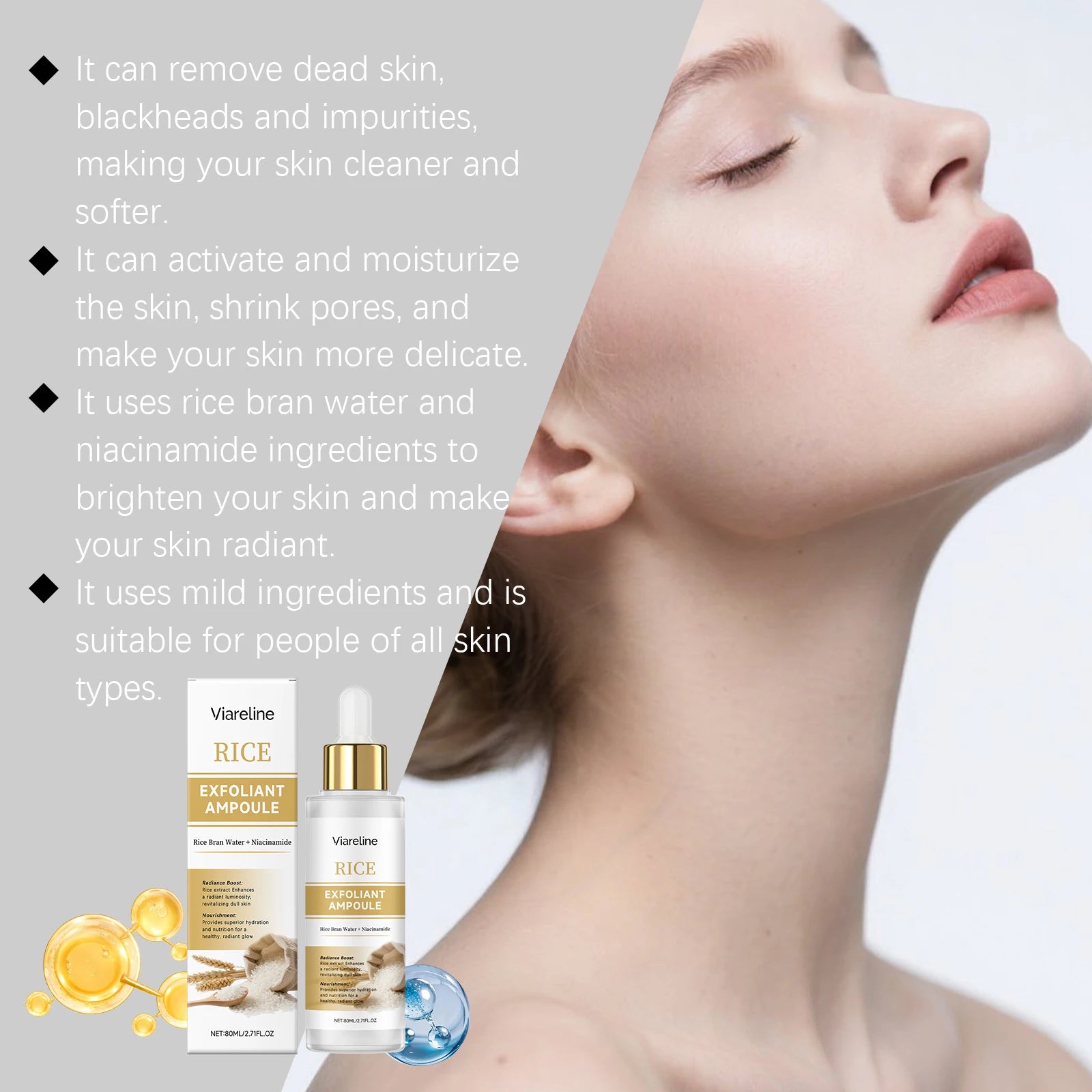 80ML Facial Exfoliating Serum Gentle Cleaning Face Refining Pore Revitalizing Dullness Glowing Smoothing Soften Facial Essence Oasis Select