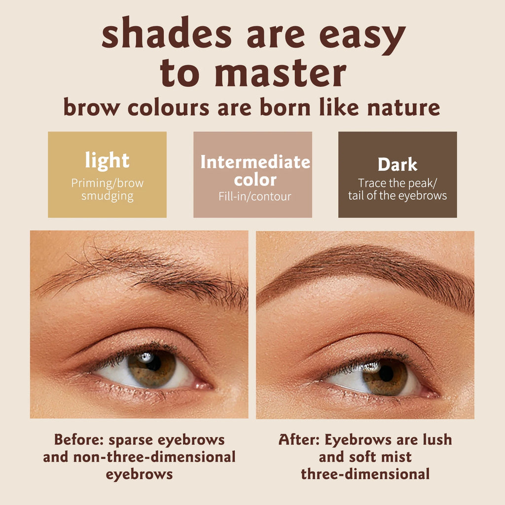 O'Cheal 3-Color Waterproof Eyebrow Powder Palette with Brush