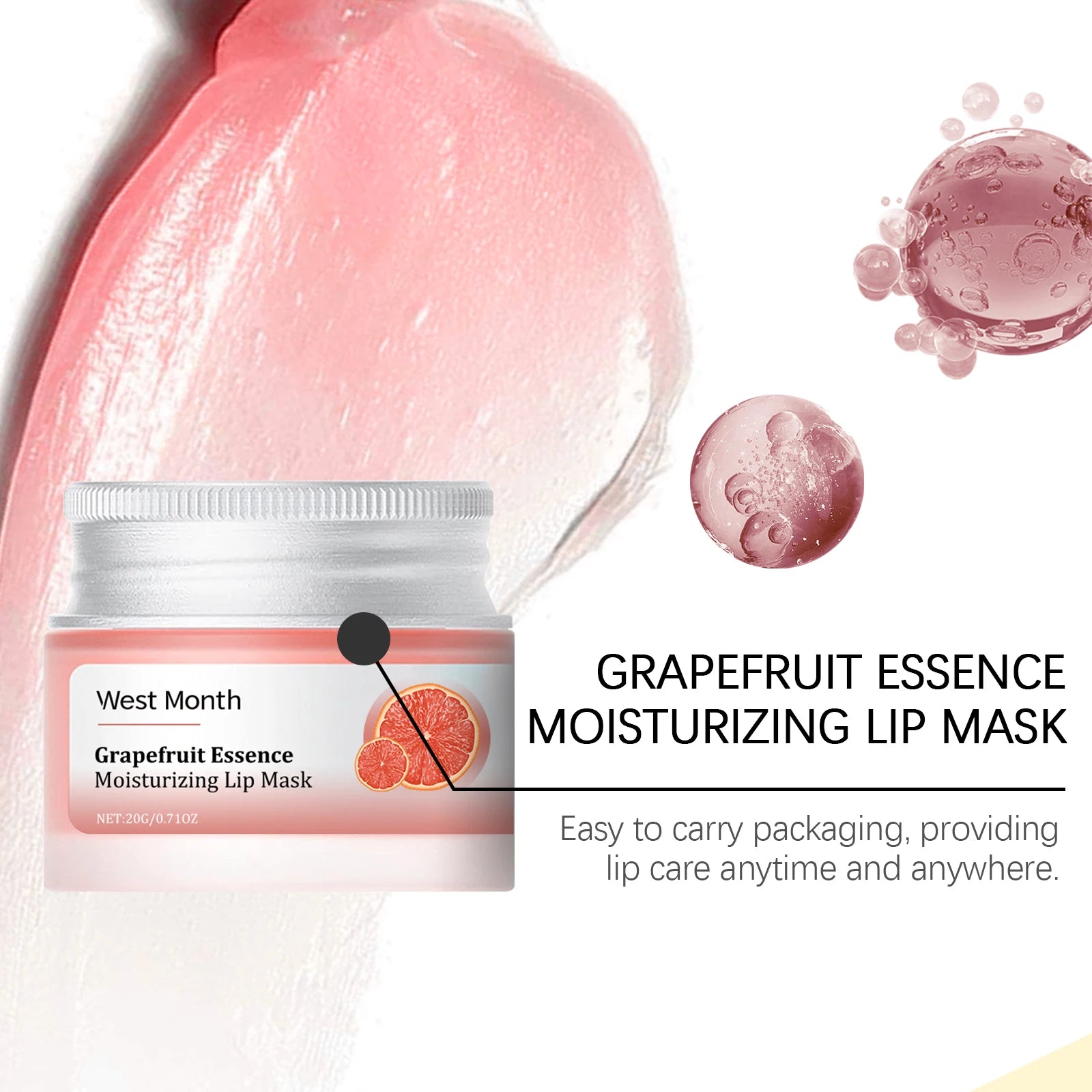 20G Grapefruit Essence Lip Mask Deep Moisturizing Fade Fine Lines Improve Skin Texture Smoothing Restoring Gloss Nourishing Gloss Lip Mask Oasis Select