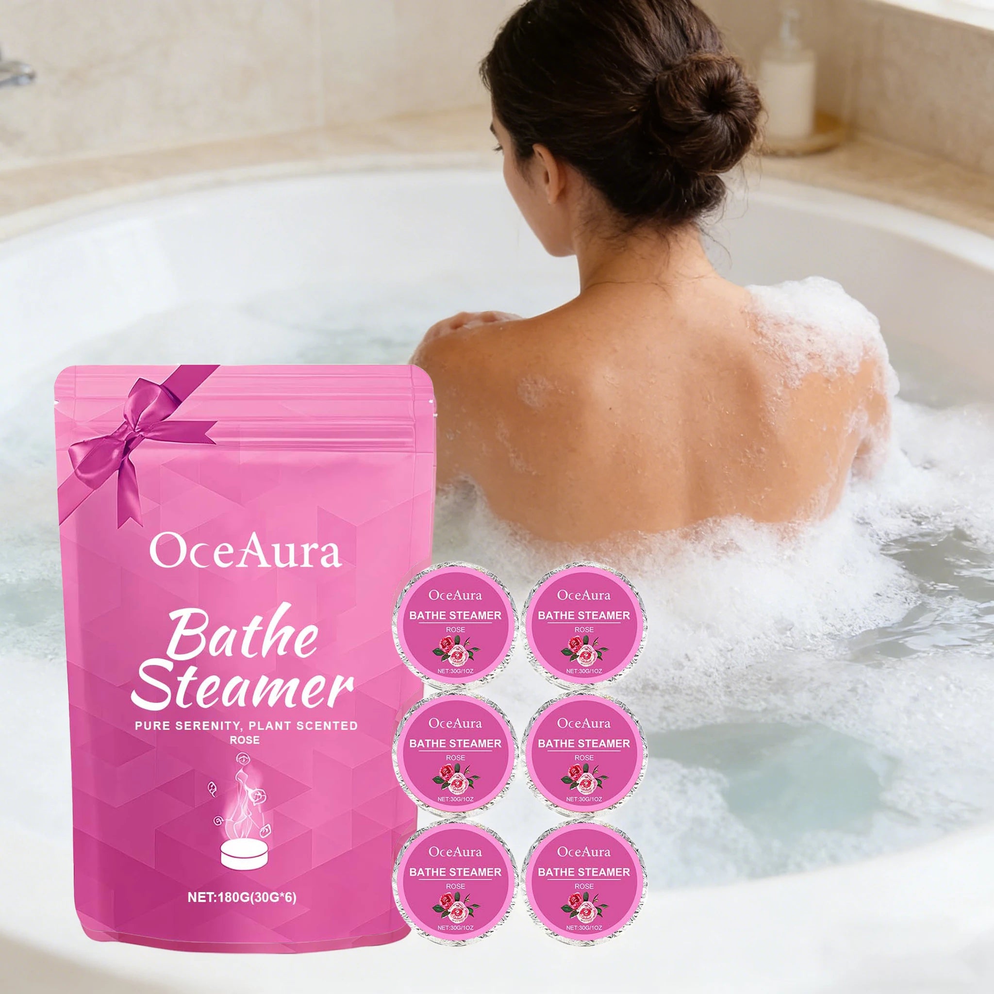 180G Rose Body Bathing Steamer Tablets Gentle Cleaning Body Lasting Fragrance Relaxing Mood Improve Comfortable Body Bath Tablet Oasis Select