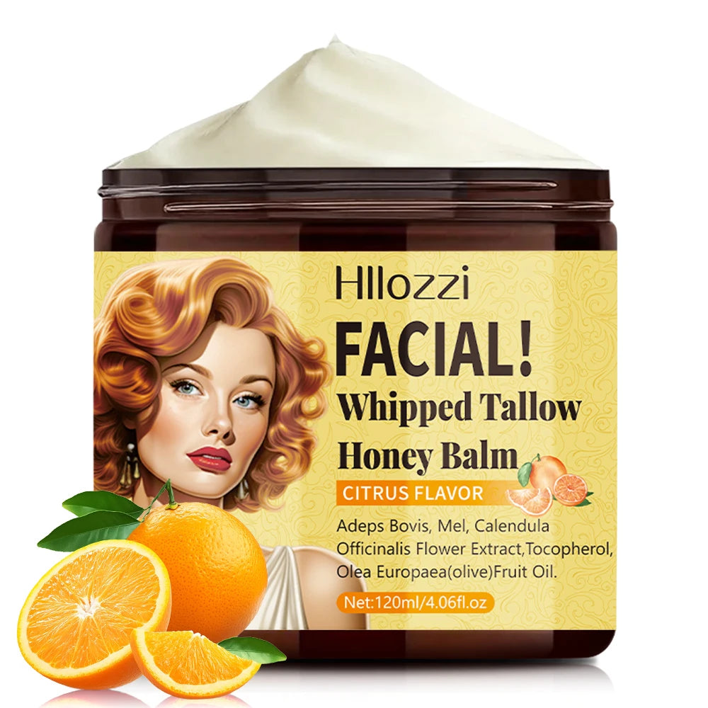 Whipped Tallow Cream, Moisturizing Face and Body Lotion, Skin Care, Lip Balm, Moisturizing, Oasis Select Tangerine 120ml