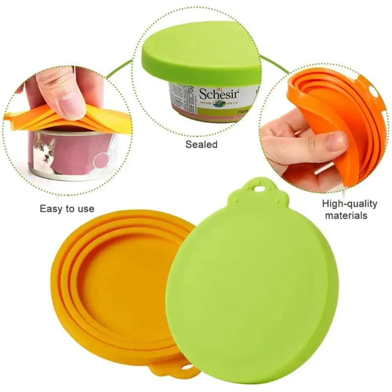 Silicone Pet Food Can Lid Food Preservation Lid Cat and Dog Food Sealing Lid Three-in-One Silicone Can Lid to Prevent Spoilage Oasis Select