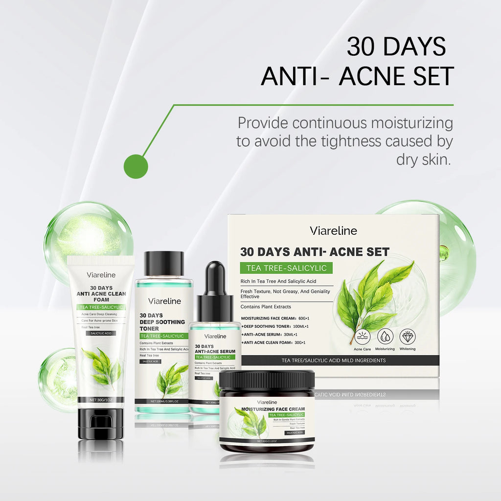 Viareline Salicylic Acid Skin Care Set Daily Moisturizing Enhance Smoothness Gentle Acne Treatment Non-greasy Skin Care Set Oasis Select