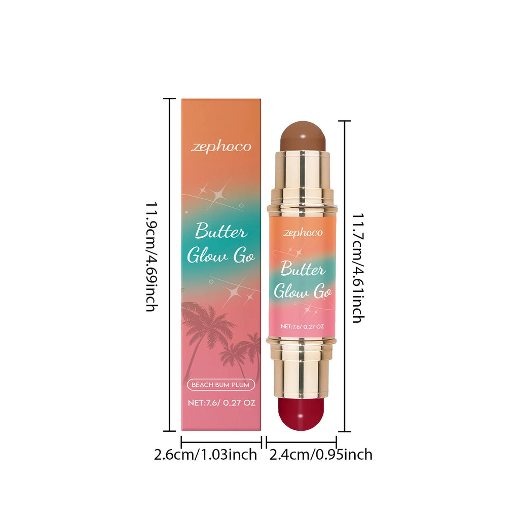2 in 1 Grooming Makeup Stick Double Headed Bronzer Blush Non-sticky Light Soft Lasting Makeup Glow Makeup Contourining Stick Oasis Select