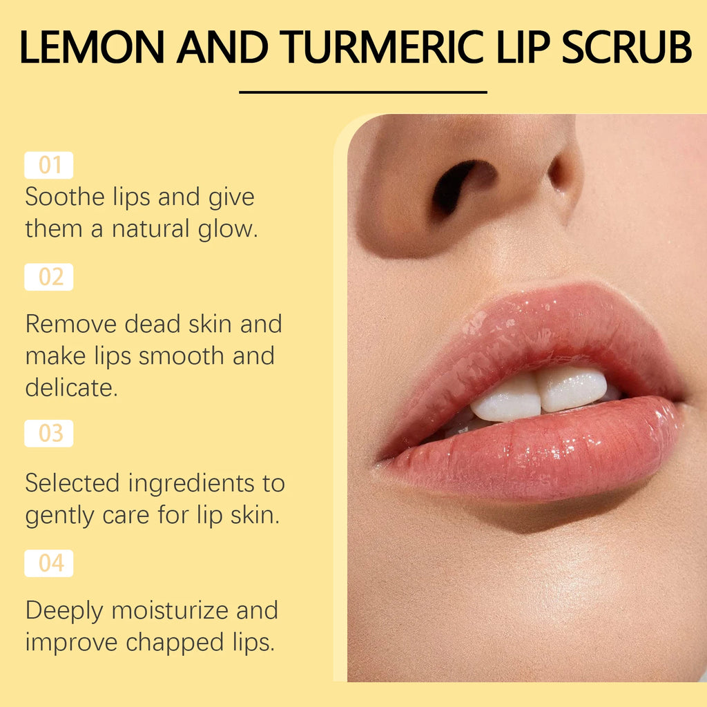 30G Lemon Turmeric Lip Scrub Cream Gentle Remove Dead Skin Nourishing Enhance Smoothness Moisturizing Non-irritating Restoring Gloss Soothing Lip Exfoliating Cream Oasis Select