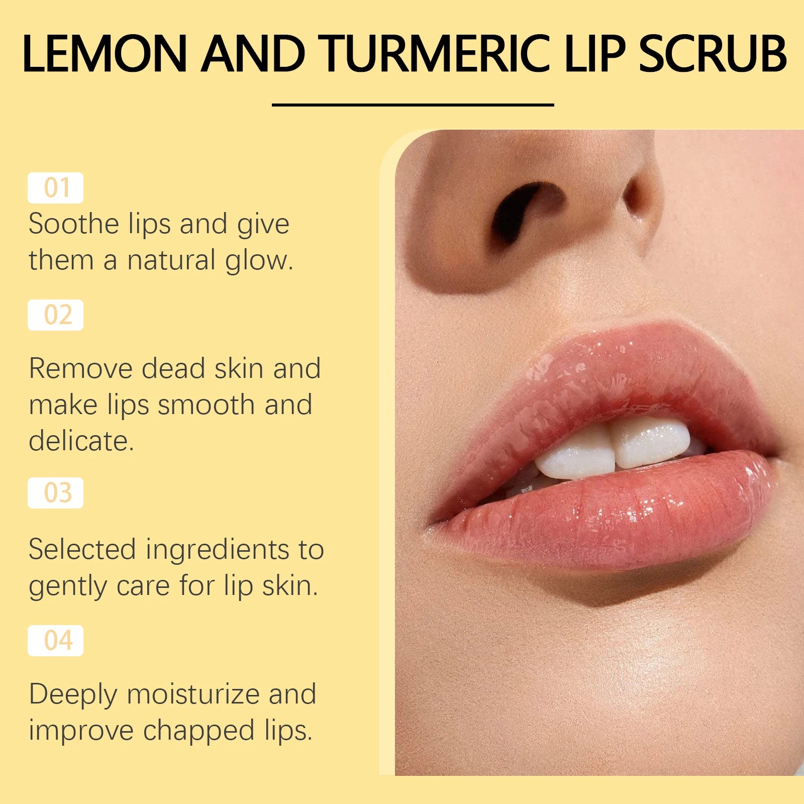 30G Lemon Turmeric Lip Scrub Cream Gentle Remove Dead Skin Nourishing Enhance Smoothness Moisturizing Non-irritating Restoring Gloss Soothing Lip Exfoliating Cream Oasis Select