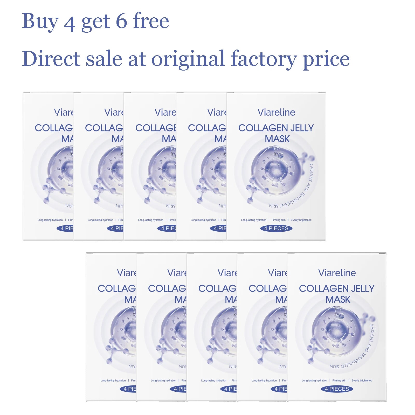 4 PCS Collagen Face Mask Deep Moisturizing & Nourishing Enhance Skin Elasticity Improve Dryness Softening Glow Face Jelly Mask Oasis Select 10 boxes United States