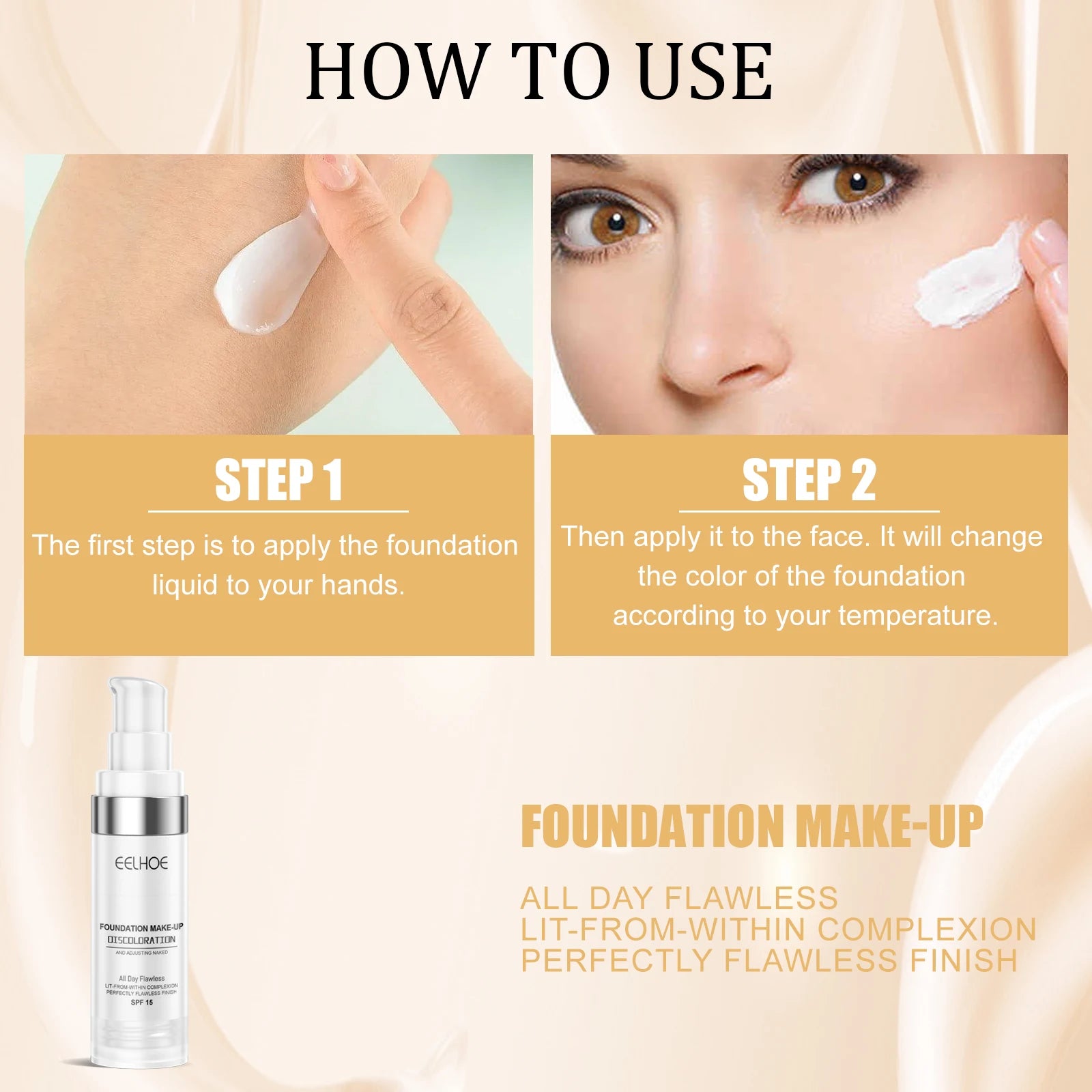 EELHOE Color Changing Makeup Foundation Lasting Moisturizing Non-greasy Matte Concealer Sweatproof Natural Brightening Makeup Oasis Select