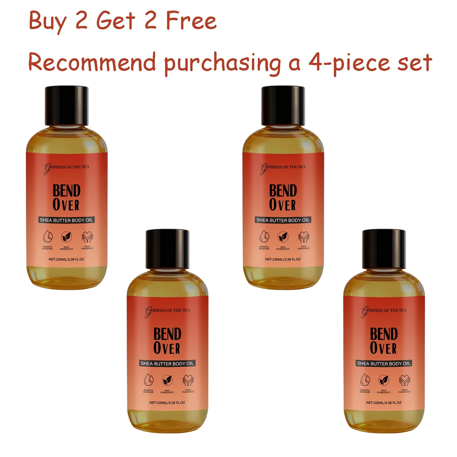 100ML Shea Butter Body Oil Deep Moisturizing Non-greasy Fast-absorbing Nourishing Enhance Smooth Softening for All Skin Types Oasis Select 4 pcs Other United States