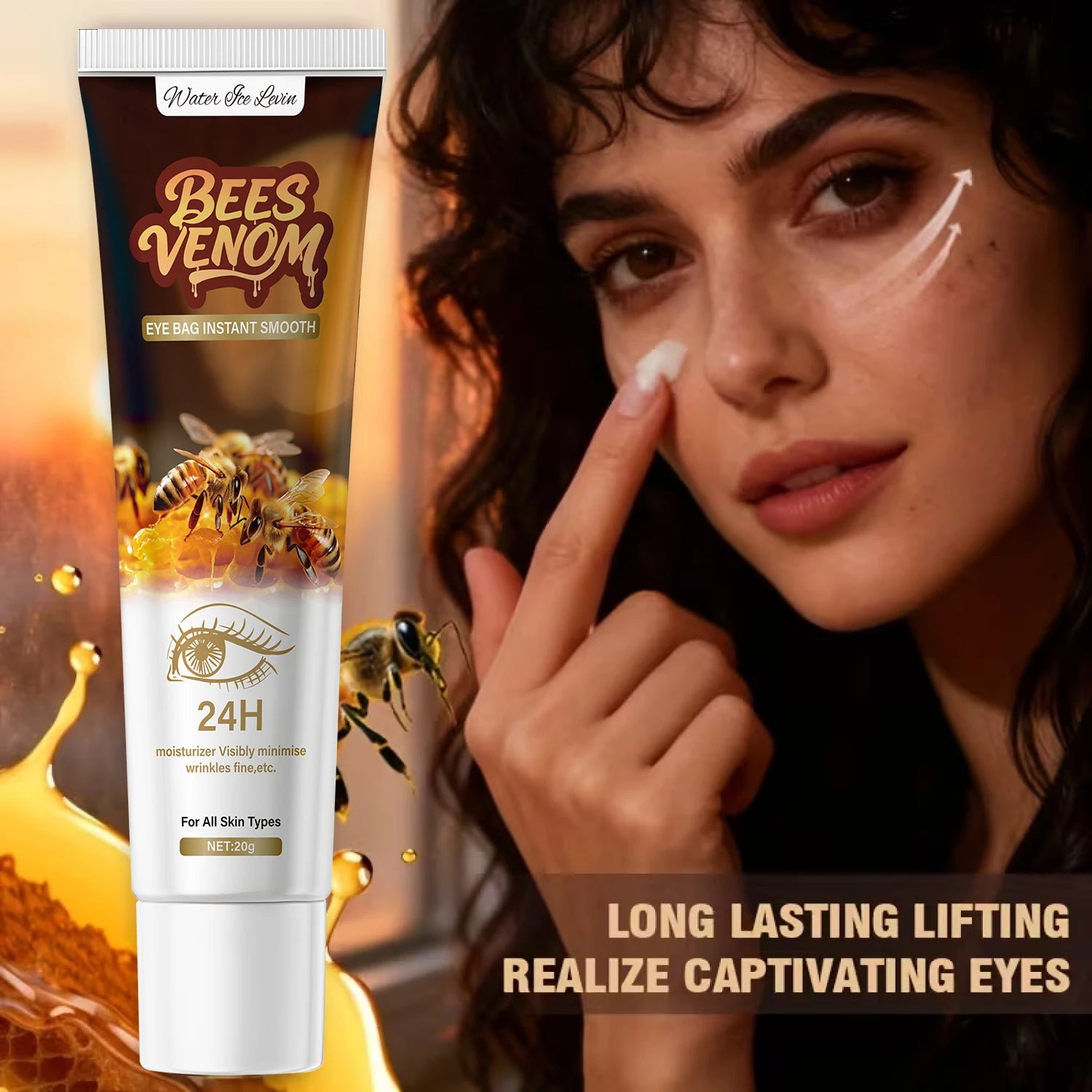 Firming Bee Venom Eye Cream for Under Eye Bags & Dark Circles,Moisturizer with Hyaluronic Acid & Collagen, All Skin Types Oasis Select