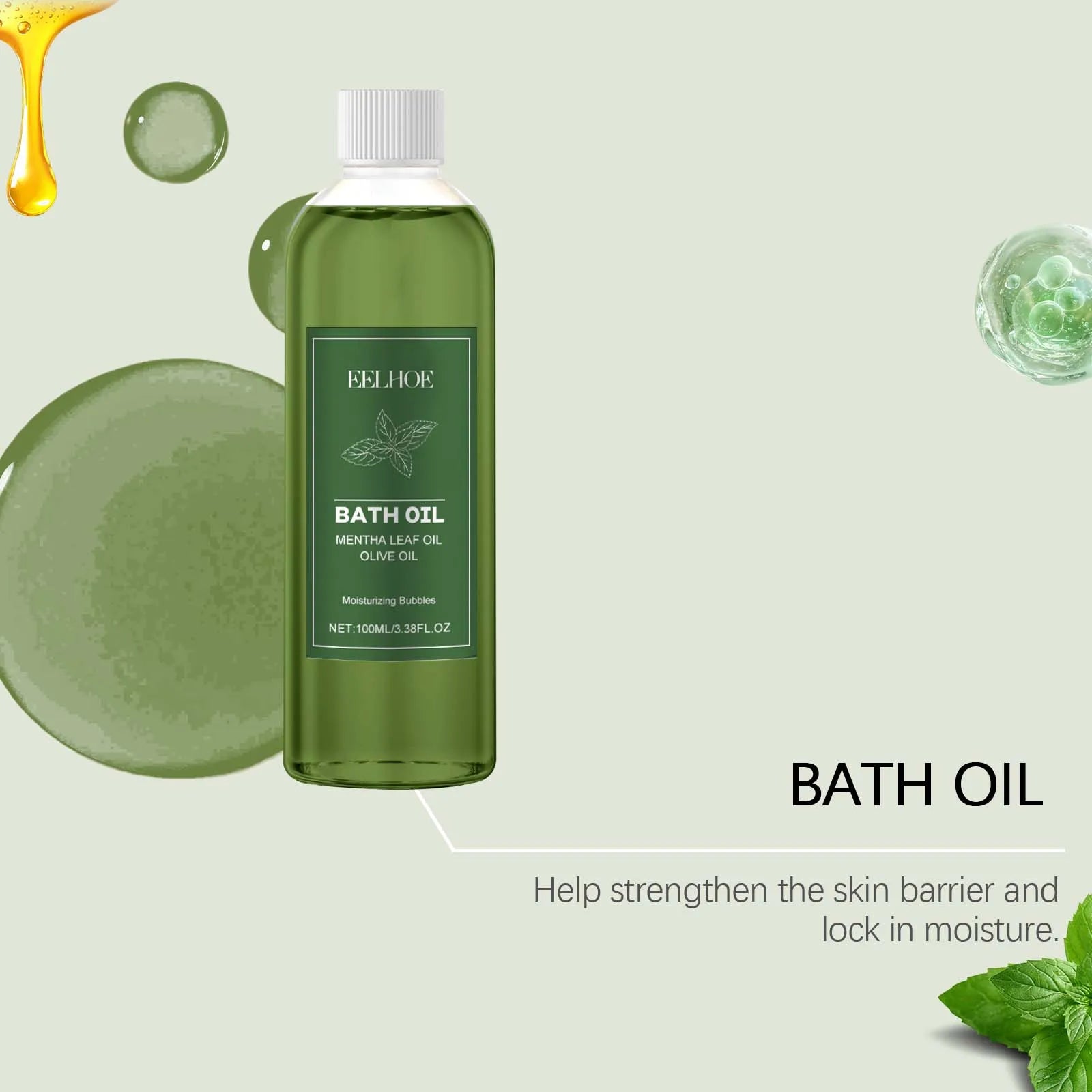 100ML Mint Body Bathing Oil Gentle Cleaning Pores Lasting Fresh Fragrance Moisturizing Reduce Dryness Softening Body Cleaner Oil Oasis Select