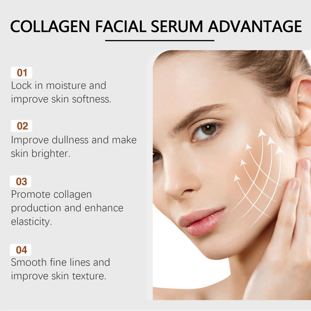 30ML Collagen Face Serum Daily Moisturizing Boosts Skin Elasticity Remove Wrinkles Smoothing Improve Texture Enhance Gloss Tightening Facial Serum Oasis Select